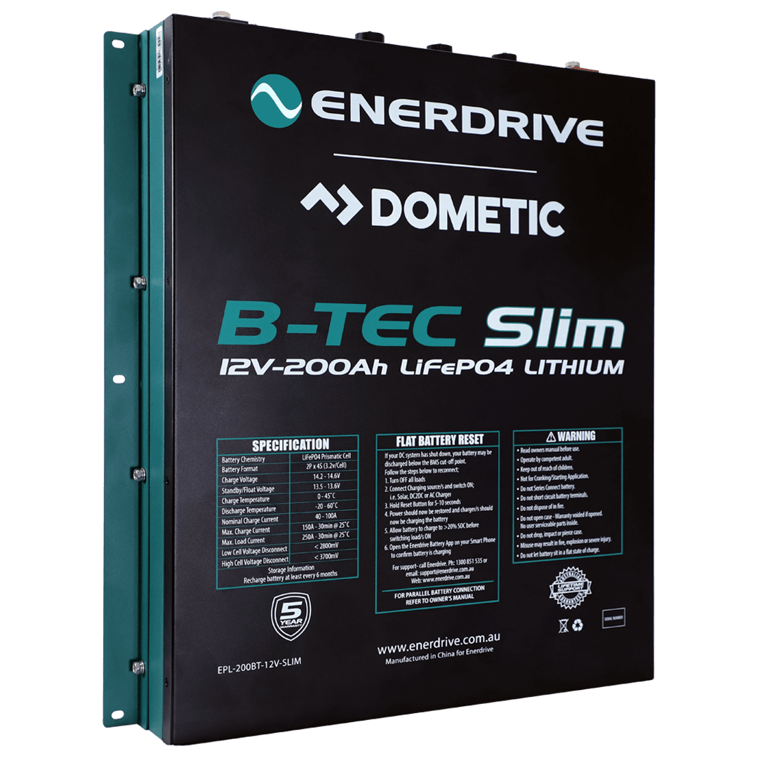 Enerdrive BTEC 12V 200Ah Slimline Lithium Battery T.C BOXES